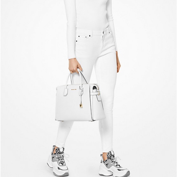 Michael Kors Mercer Pebbled Leather Satchel - Picture 13 of 13